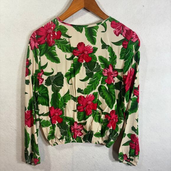 Whisper Women's Size XL Tropical Faux Wrap Top Rayon Resortwear Vacation - Picture 3 of 8